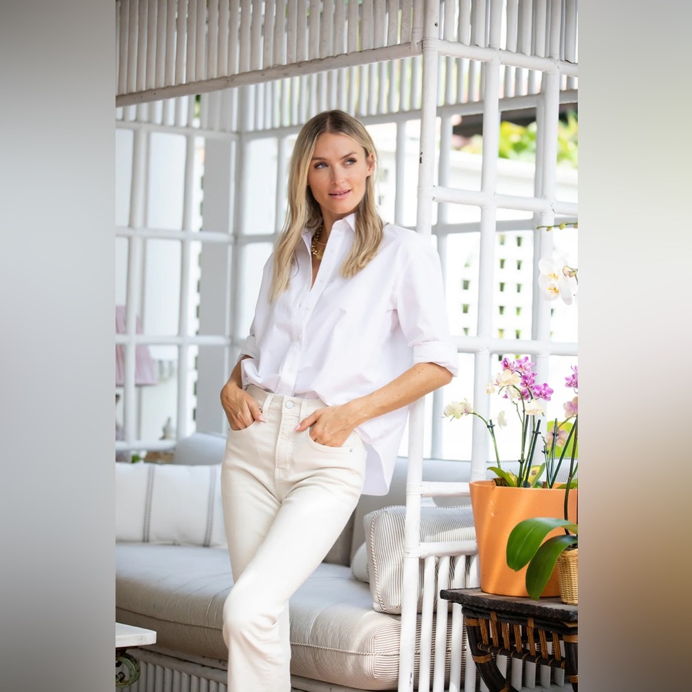 BNWT Julia Amory Carolyn button down shirt in Blanc/white size S